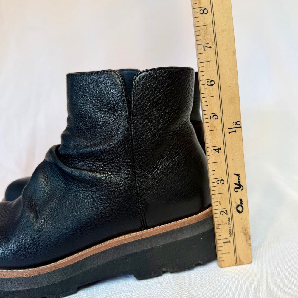 Söfft Pecola Black Pebbled Leather Slouch Platform Ankle Boots Size 8M - Picture 7 of 7